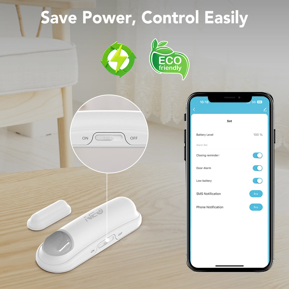 Zigbee 3.0 Door/Window Sensor Mini Sized Smart Home Automation Security, Magnetic, Work with Smartthings