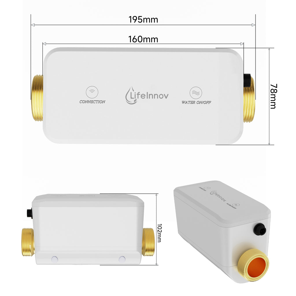 LifeInnov WiFi Smart Water Valve 3/4" DN20 NPT — Tuya/Smart Life, Pressure & Flow Monitor WV02