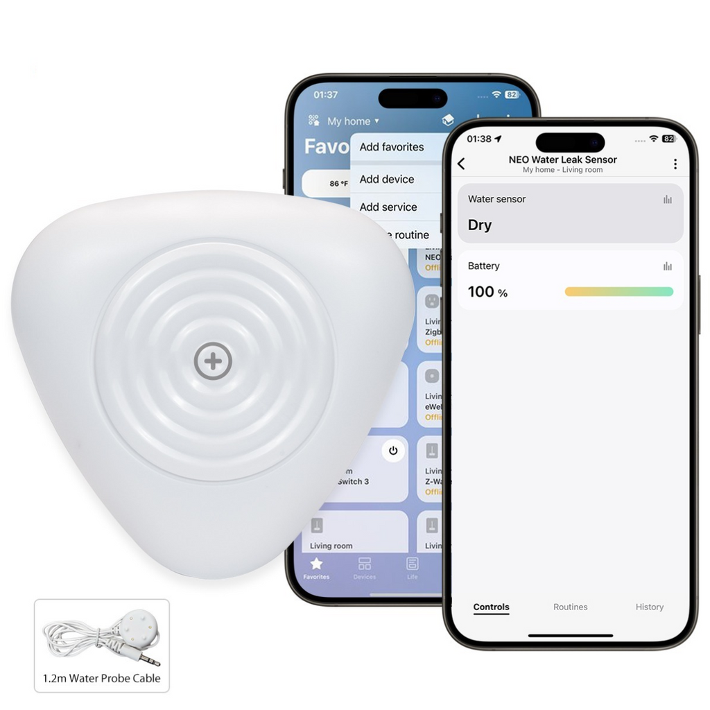 Zigbee Water Sensor, Smart Water Leak Detector for Home, Requires Zigbee Hub, Compatible with SmartThings and Home Assistant (ZHA & Z2M)