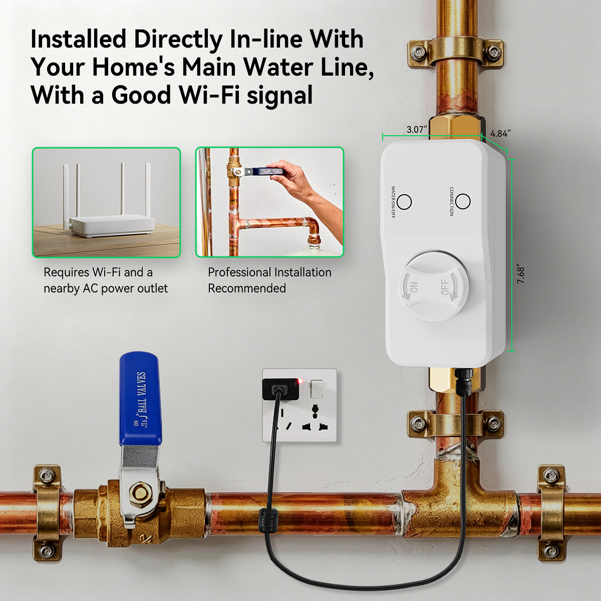 LifeInnov WiFi Smart Water Valve, DN20/DN25 – Tuya Smart Life App