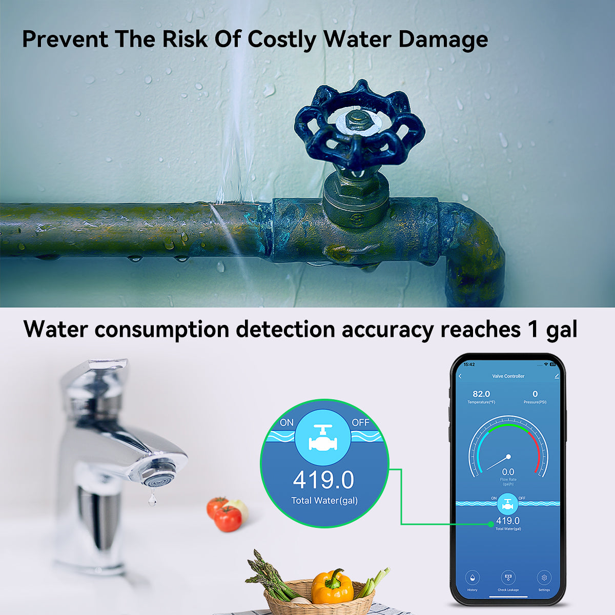 LifeInnov WiFi Smart Water Valve, DN20/DN25 – Tuya Smart Life App