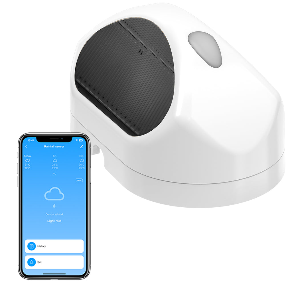 LifeInnov WiFi Smart Rain Sensor detects rainfall for Smart Life scenes, helping compatible irrigation devices avoid watering when rain is detected outside.