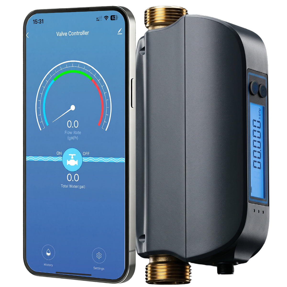 LifeInnov WiFi Smart Water Valve, 3/4" NPT Shut-Off, Ultrasonic Flow, Tuya App