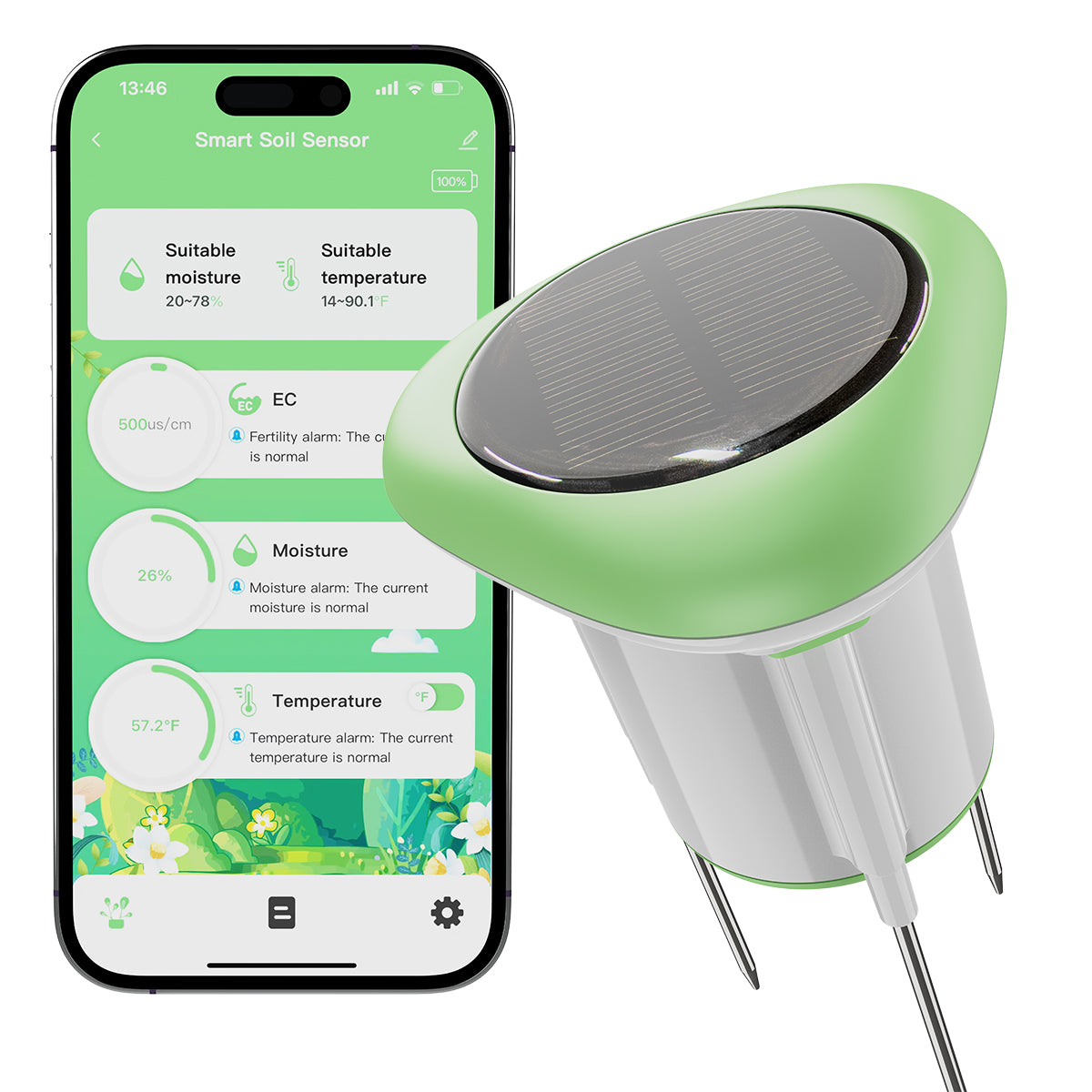 Smart 3-in-1 Soil Moisture Temperature Fertilizer Meter Soil Sensor