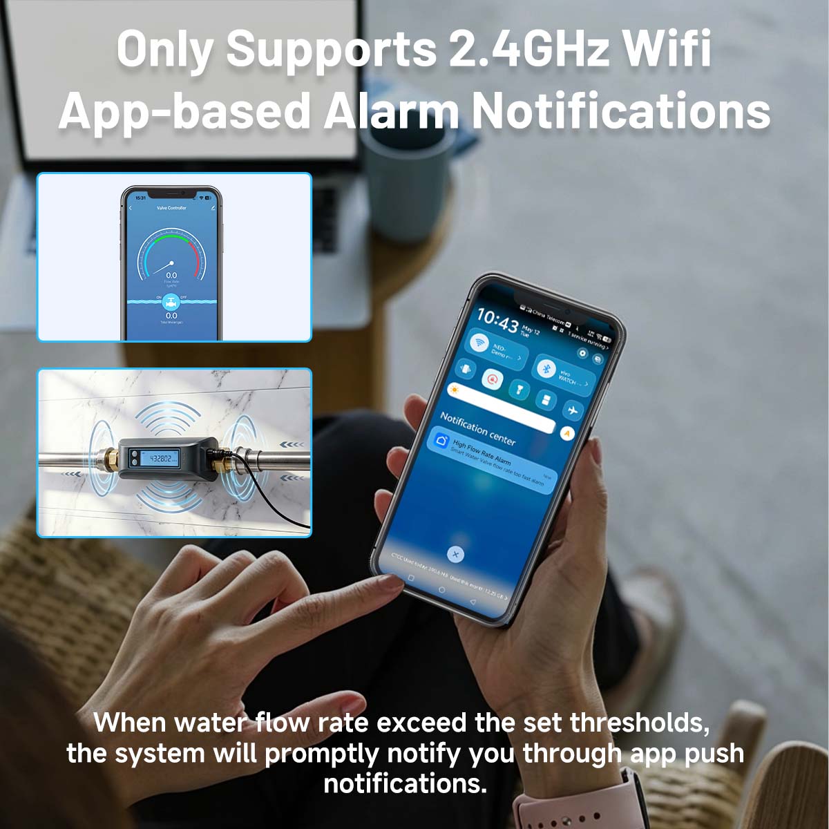 LifeInnov WiFi Smart Water Valve, 3/4" NPT Shut-Off, Ultrasonic Flow, Tuya App
