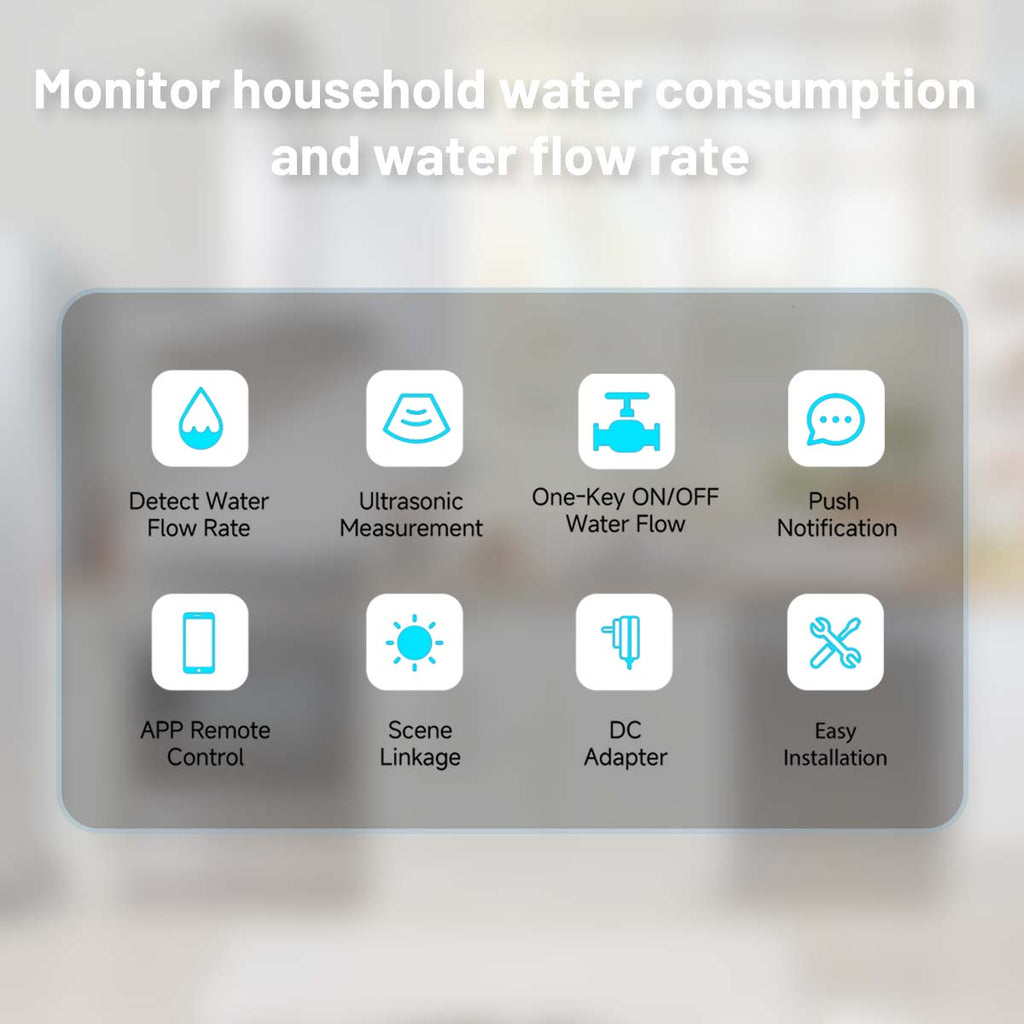 LifeInnov WiFi Smart Water Valve, 3/4" NPT Shut-Off, Ultrasonic Flow, Tuya App