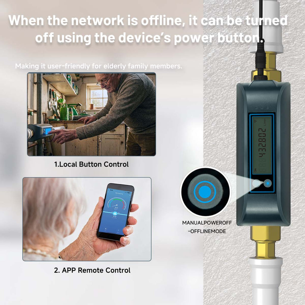 LifeInnov WiFi Smart Water Valve, 3/4" NPT Shut-Off, Ultrasonic Flow, Tuya App