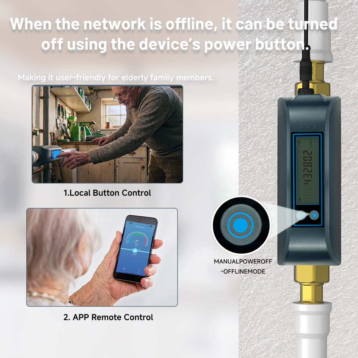 LifeInnov WiFi Smart Water Valve, 3/4" NPT Shut-Off, Ultrasonic Flow, Tuya App