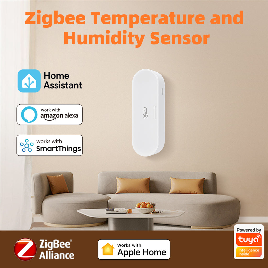 Zigbee Temperature and Humidity Sensor, Smart Thermometer and Hygrometer, Zigbee Hub Required, Compatible with Zigbee Hub Built-in, Home Assistant, SmartThings, Hubitat, Apple Homekit