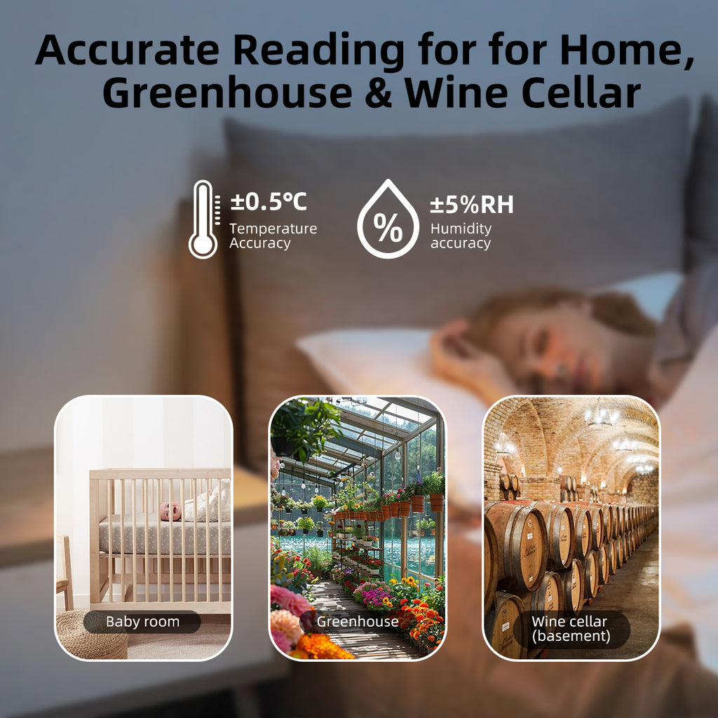 Zigbee Temperature and Humidity Sensor, Smart Thermometer and Hygrometer, Zigbee Hub Required, Compatible with Zigbee Hub Built-in, Home Assistant, SmartThings, Hubitat, Apple Homekit