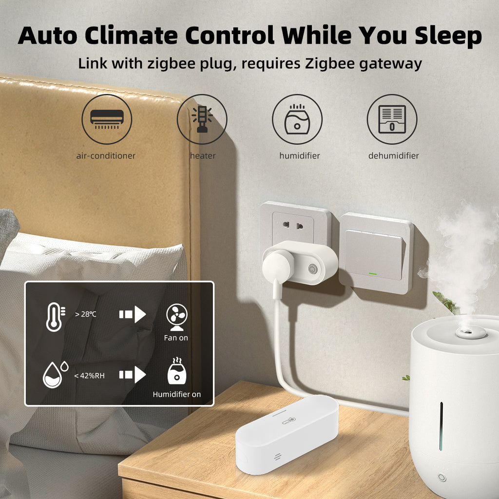 Zigbee Temperature and Humidity Sensor, Smart Thermometer and Hygrometer, Zigbee Hub Required, Compatible with Zigbee Hub Built-in, Home Assistant, SmartThings, Hubitat, Apple Homekit