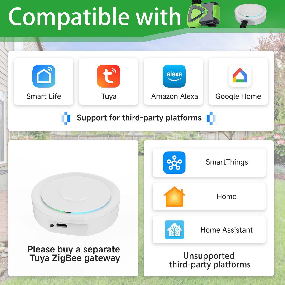 Lifeinnov Garden Hose Water Timer, 2.4GHz WiFi Smart Hose Sprinkler Timer with Tuya/Smart Life App, Smart Plant System for Automatic Watering for Outdoor Use