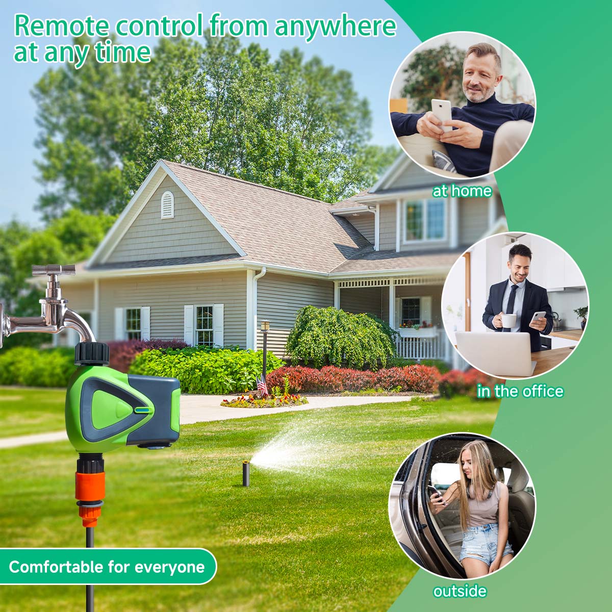 Lifeinnov Garden Hose Water Timer, 2.4GHz WiFi Smart Hose Sprinkler Timer with Tuya/Smart Life App, Smart Plant System for Automatic Watering for Outdoor Use